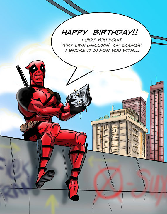 Deadpool Got You A Unicorn Birthday Card