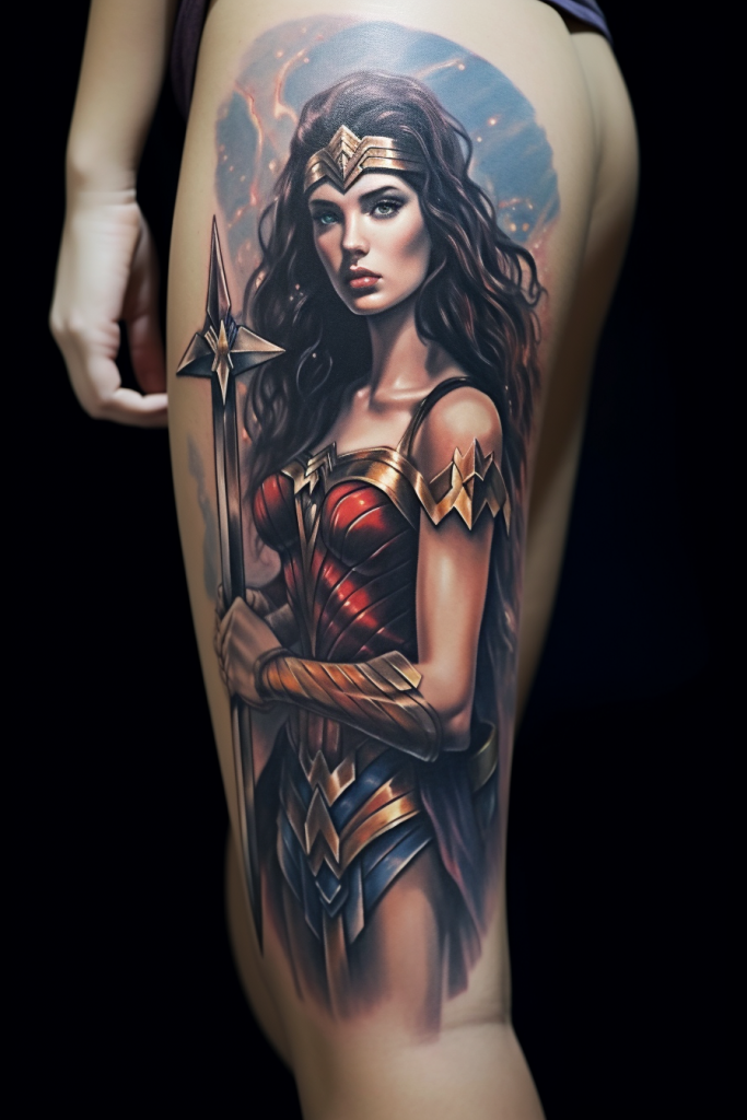 Another Full Body Wonder Woman on the Leg
