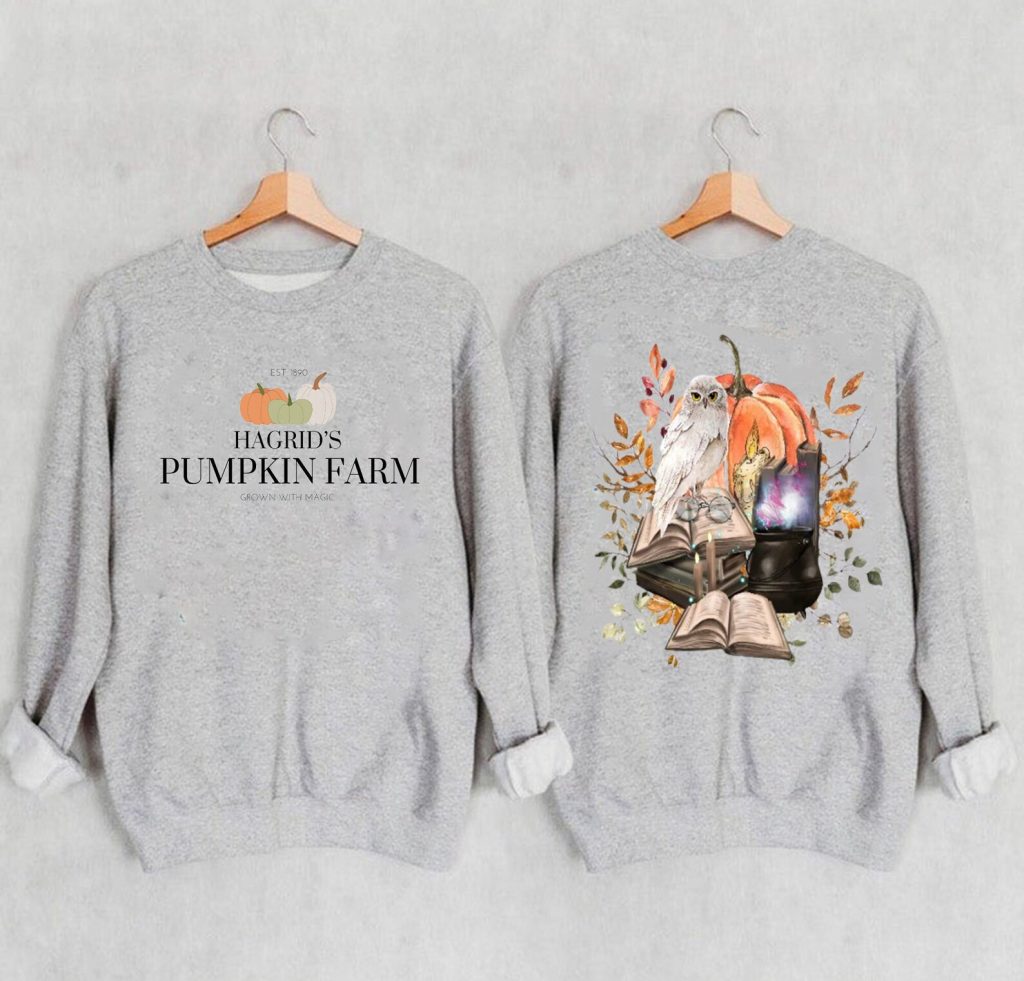 Hagrid's Pumpkin Farm Sweater with Harry Potter Themed Design on the Back