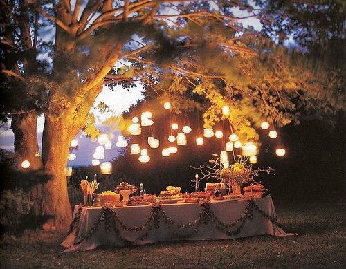 Enchanted Garden Party with Tree-Hanging Lights