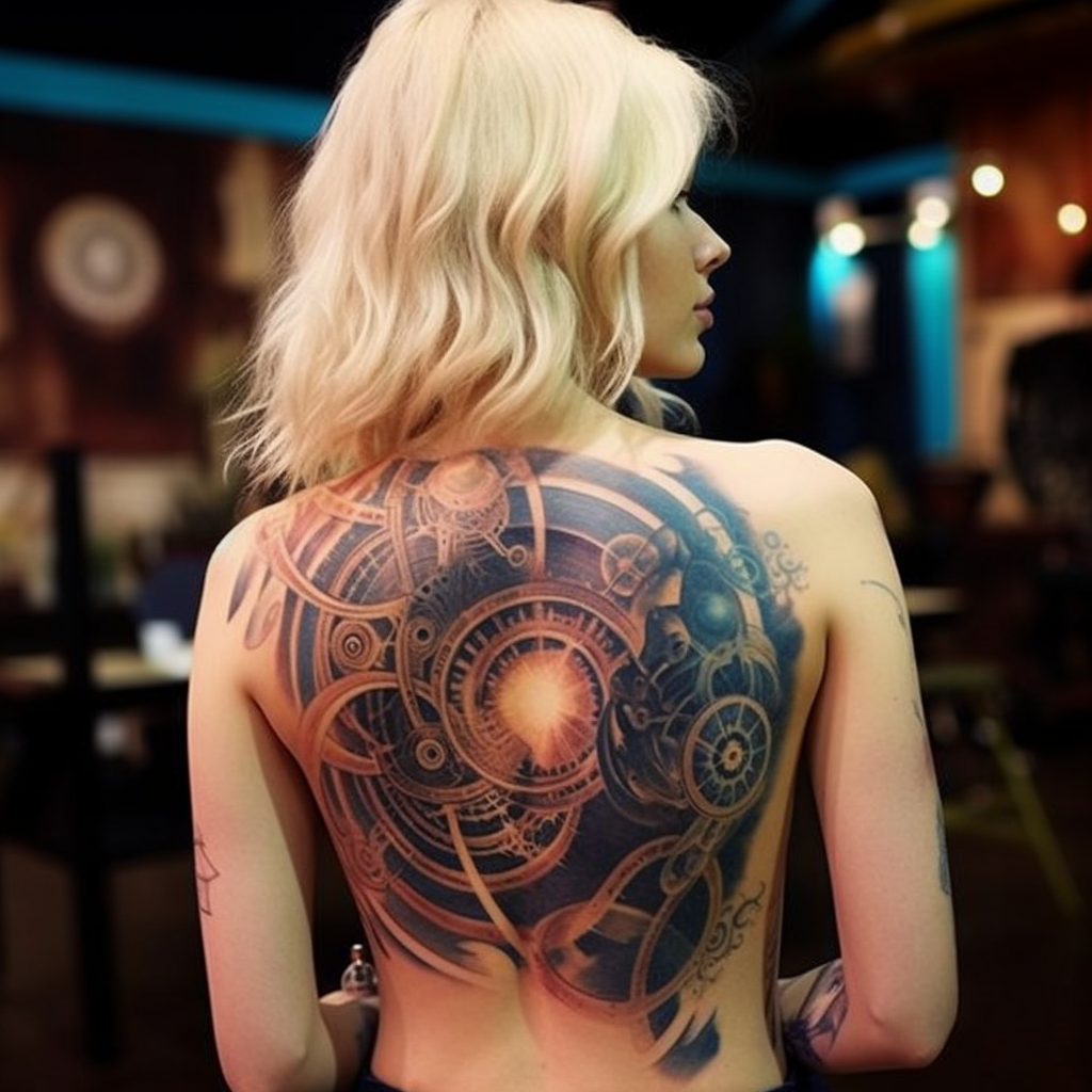 Doctor Who Timelord Logo Back Tattoo
