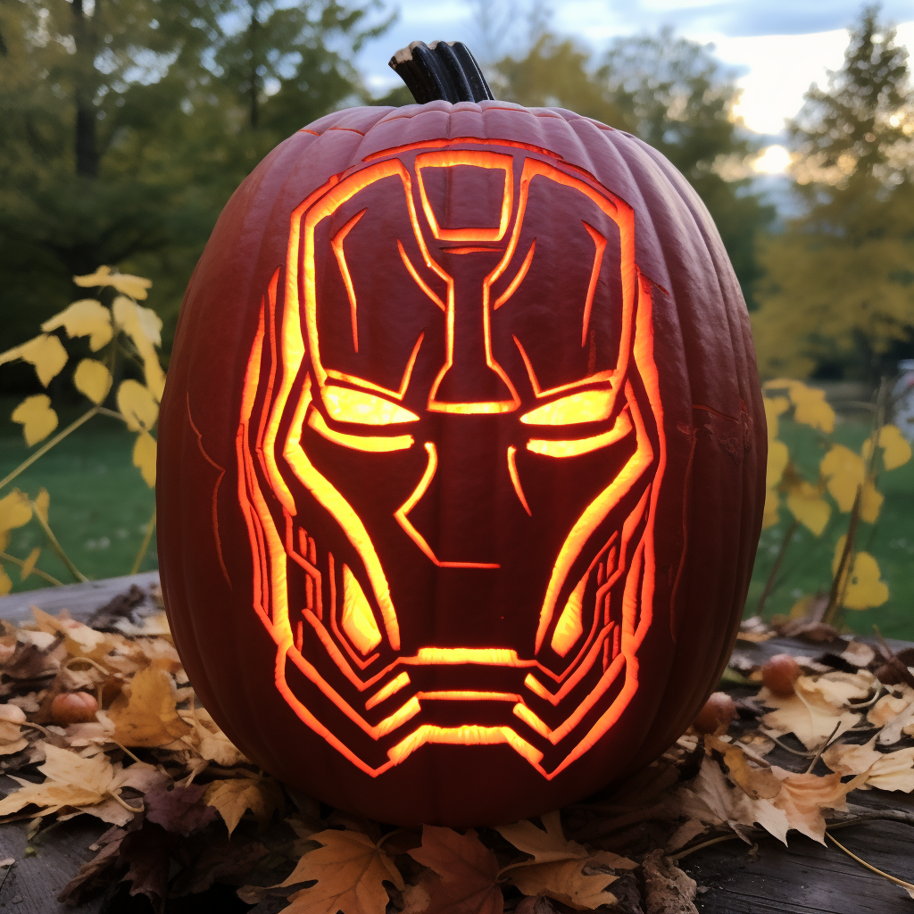 Classic Iron Man Helmet Glow Pumpkin