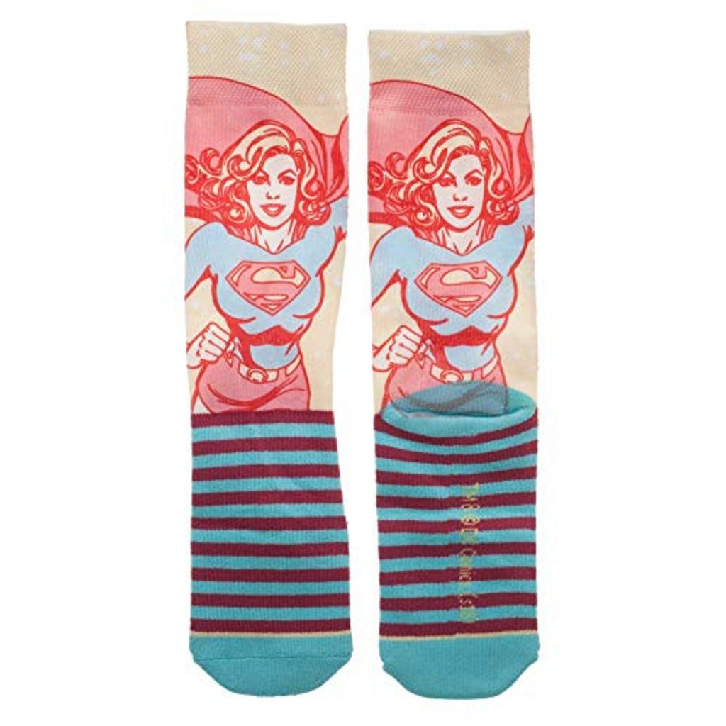 Supergirl Retro Stripe Crew Socks