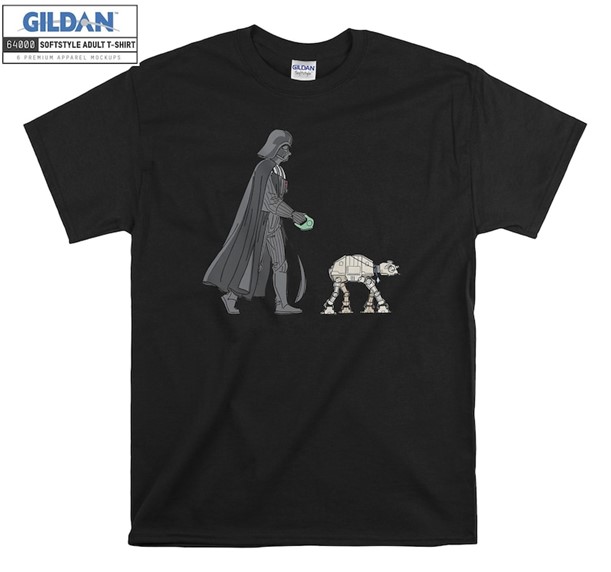 A graphic t-shirt with Darth Vader walking and AT-AT walker
