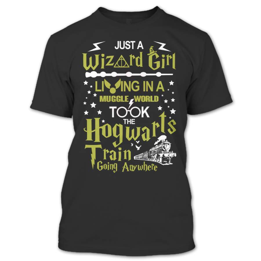 Just a wizard girl living in a muggle world Harry Potter funny t-shirt