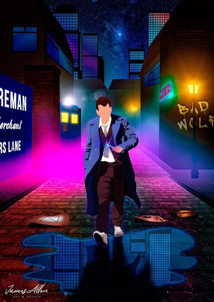 Neon digital Doctor Who 10th doctor poster