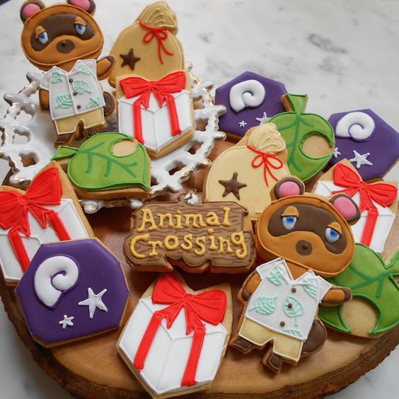 Tom Nook and icons Animal Crossing cookies