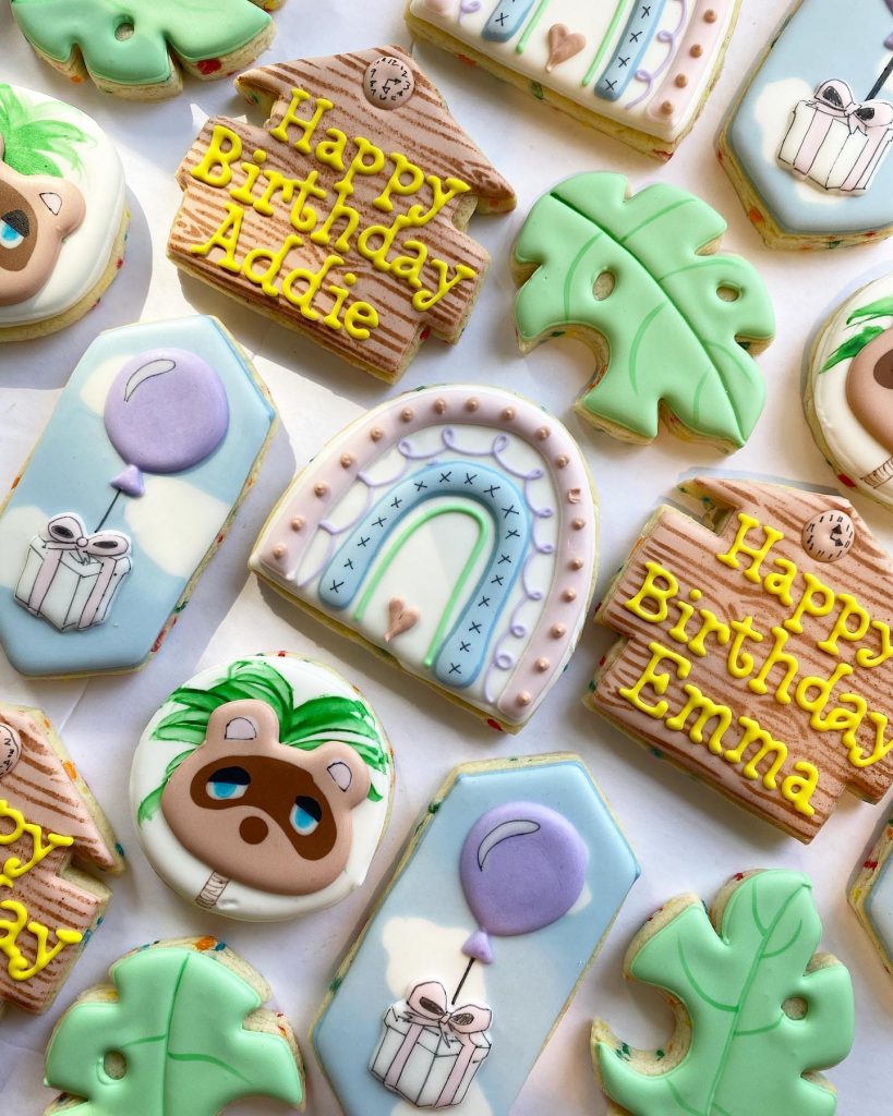 Animal Crossing birthday cookies