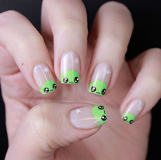 Baby Yoda Din Grogu Star Wars nail designs