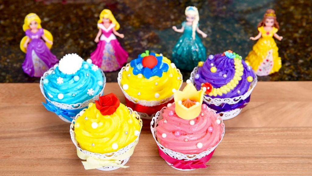 Marbled Disney Princess cupcakes