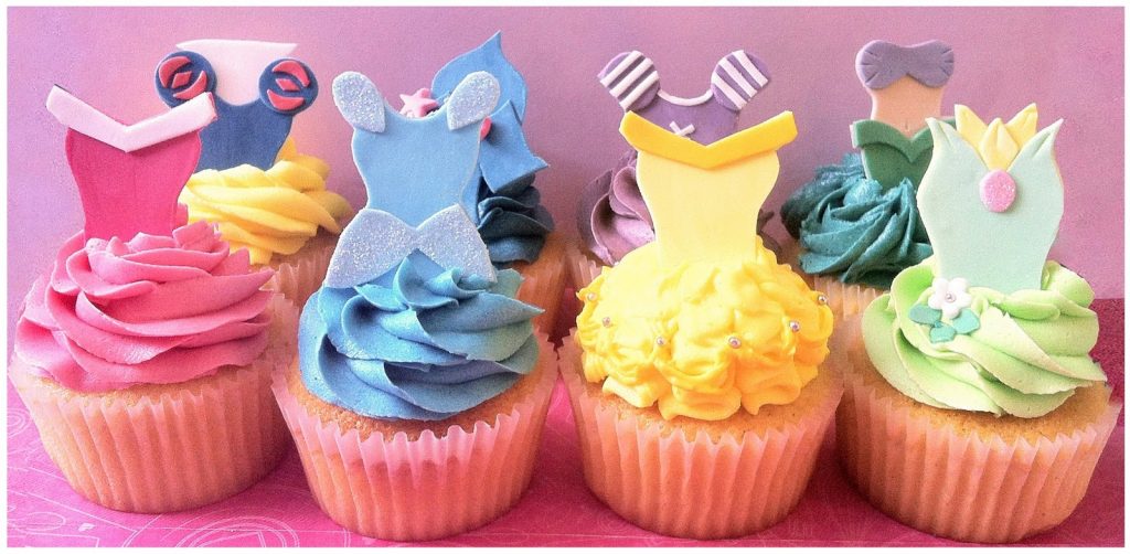 Fondant dresses Disney princess cupcakes
